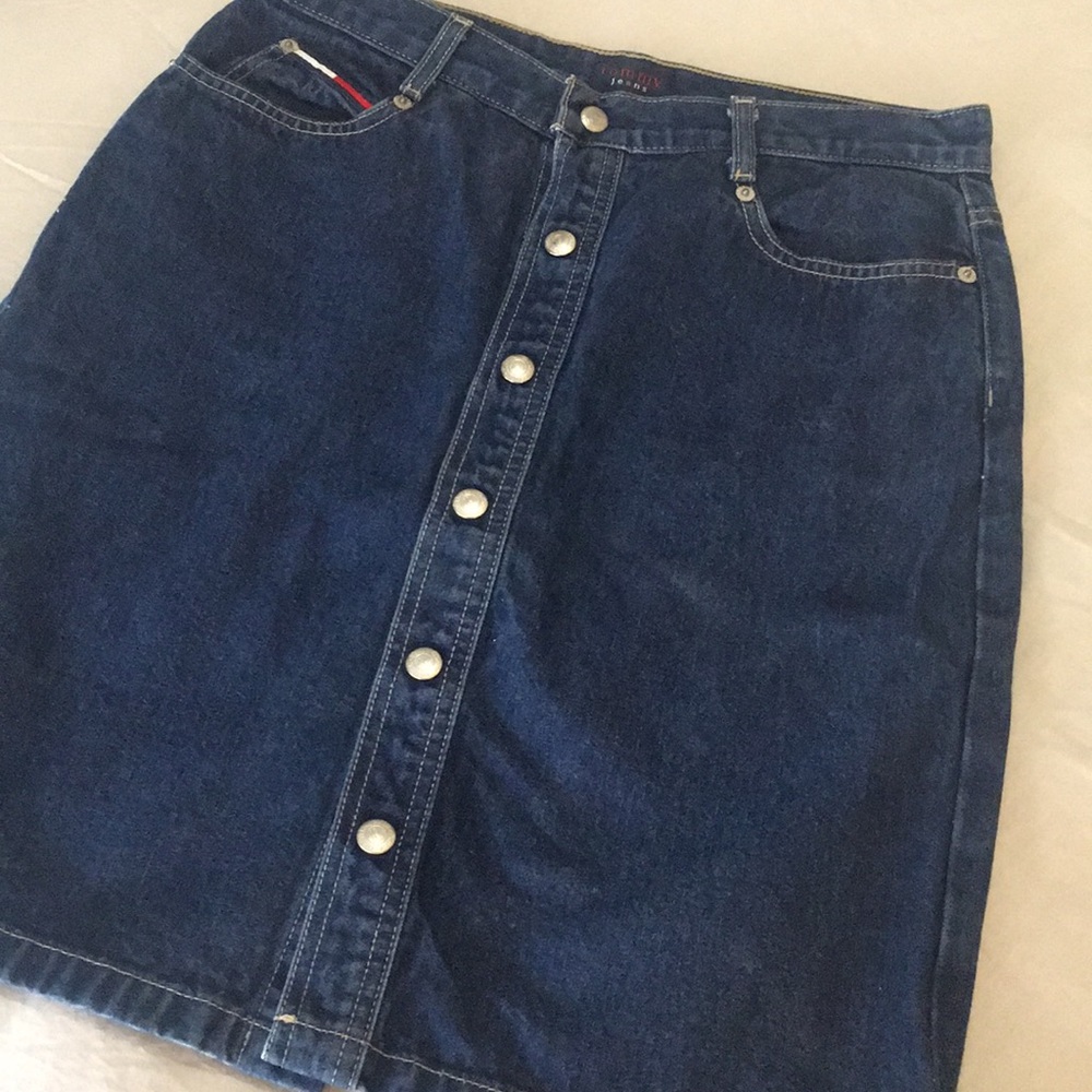Y2K Tommy Jeans Button Front Denim Skirt - Picture 2 of 14